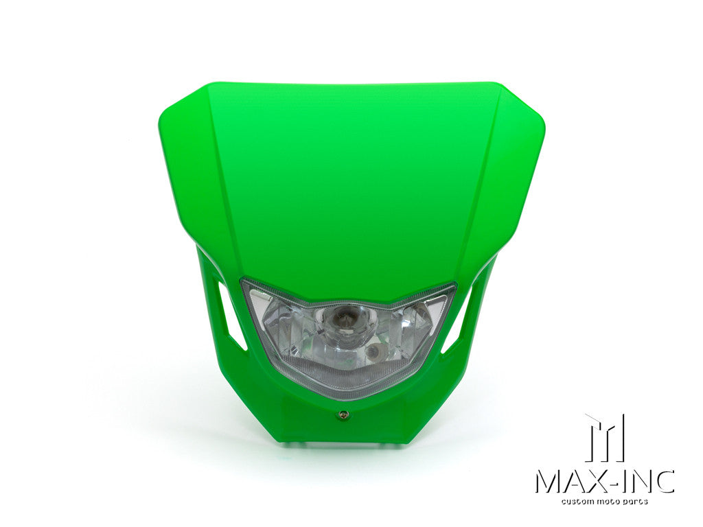 Green Universal Supermoto Headlight Mask - 12V 35W Fork Mount