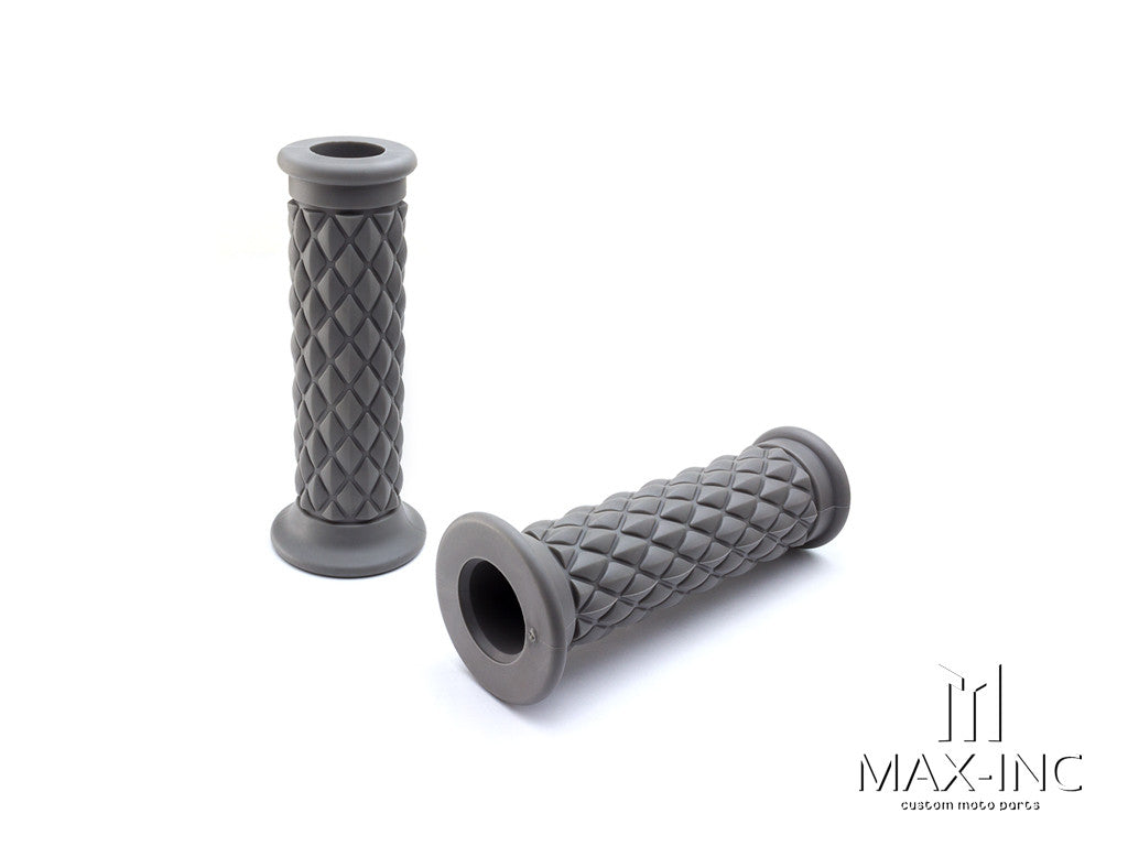 Grey Diamond Cafe Racer Style Hand Grips - 7/8" (22mm)