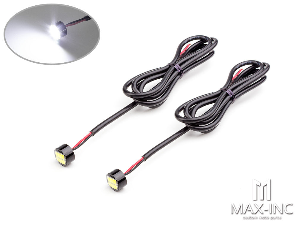 WHITE Micro 12v Flush Mount LED Mini Daytime Running Lights