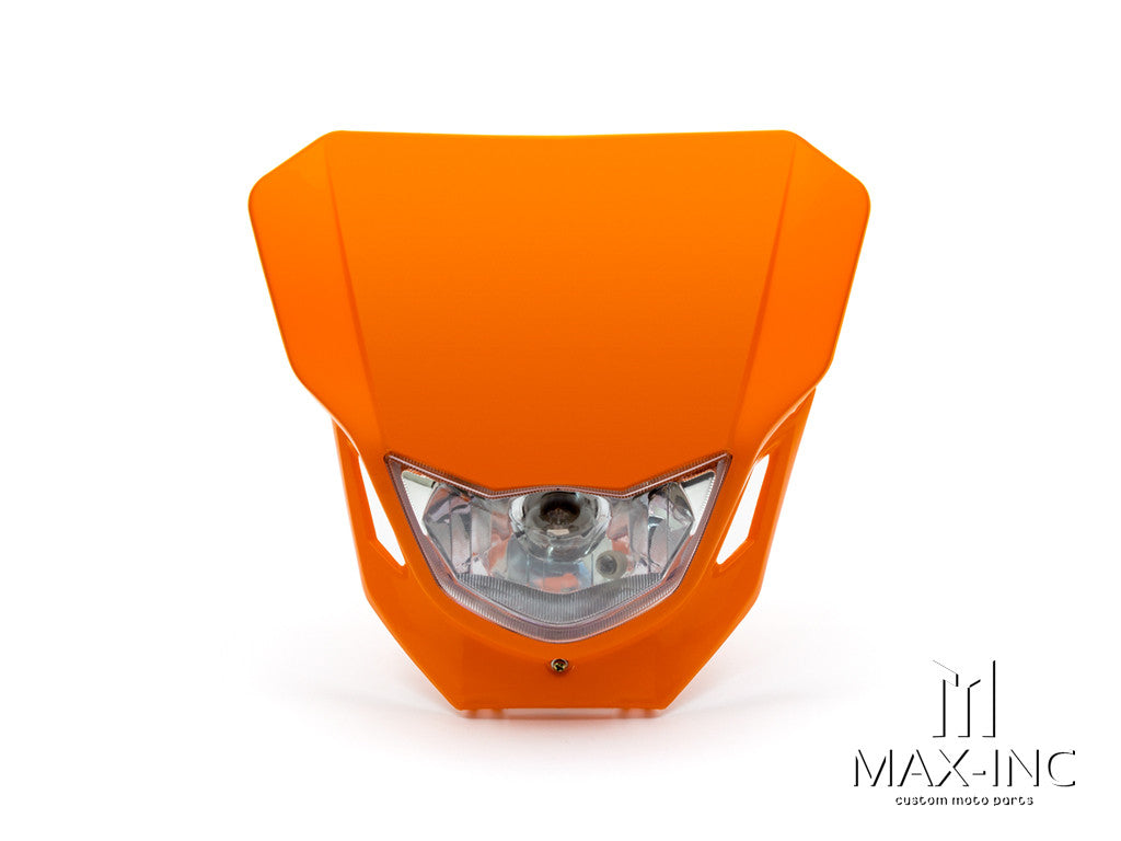 Orange Universal Supermoto Headlight Mask - 12V 35W Fork Mount