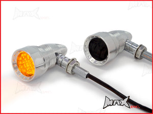 Polished Alloy Retro LED Turn Signals / Indicators - Smoked Lense