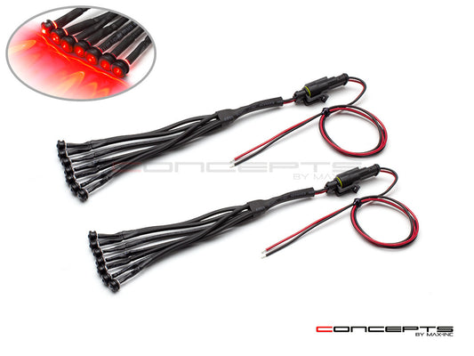 Red DIY Universal Fender Mount LED Auxiliary Light Set - 14 Piece
