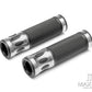 Oval Cut Silver Anodized CNC Machined Aluminum / Rubber Hand Grips - 7/8" (22mm)
