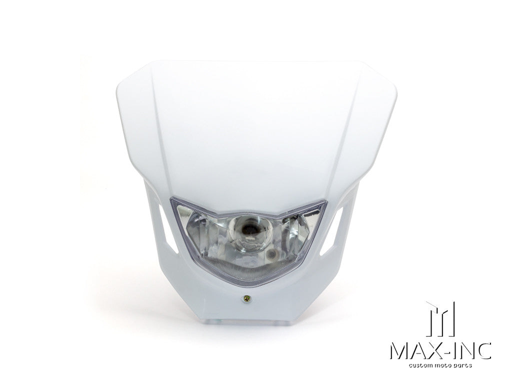 hite Universal Supermoto Headlight Mask - 12V 35W Fork Mount