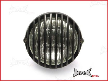 4.5 INCH Matte Black Alloy Scalloped Vintage Grill Headlight - 12v / 35w