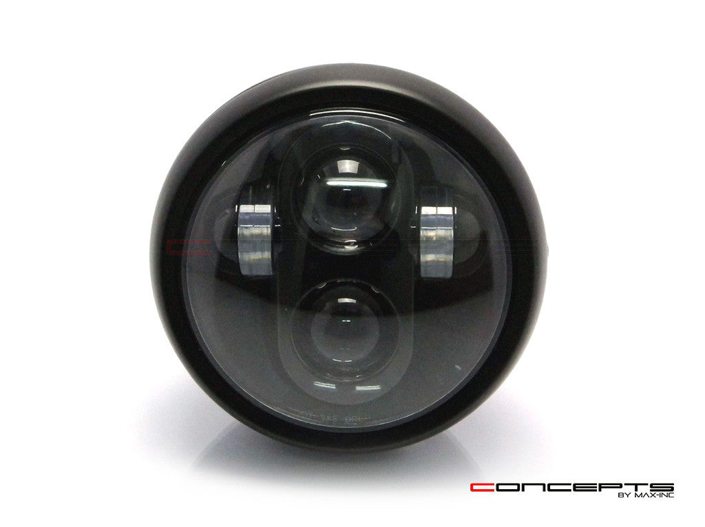 6" Matte Black Quad LED Headlight - DOT-Compliant, 28W/2400LM, H4 Plug, Metal Housing