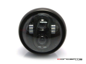 6" Matte Black Quad LED Headlight - DOT-Compliant, 28W/2400LM, H4 Plug, Metal Housing
