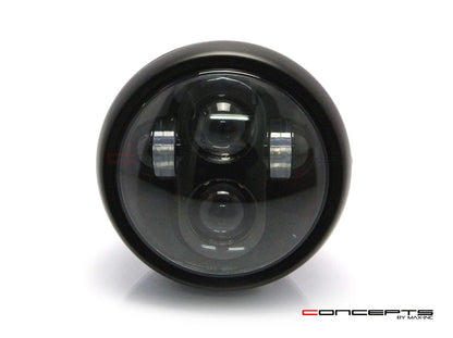 6" Matte Black Quad LED Headlight - DOT-Compliant, 28W/2400LM, H4 Plug, Metal Housing
