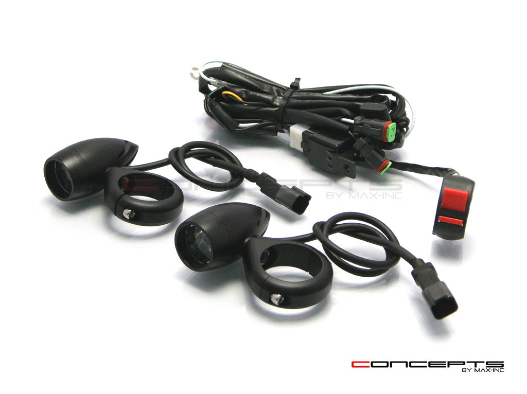 Matte black 10W Cree LED motorcycle auxiliary lights