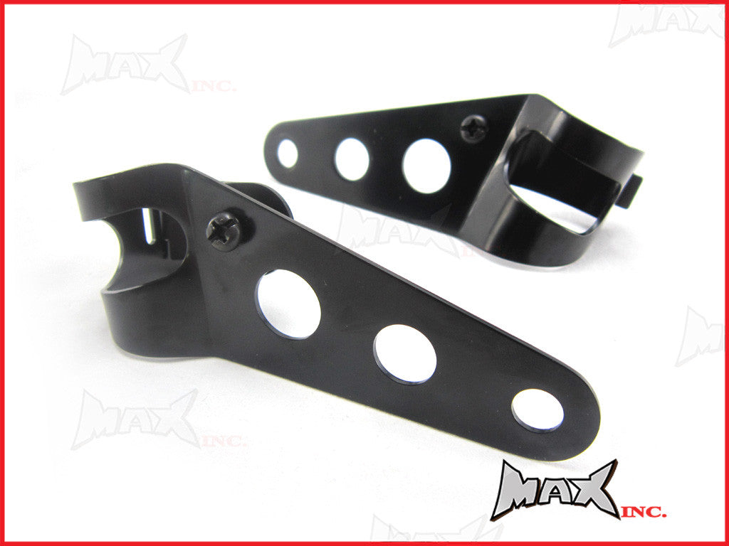 Universal Motorcycle Headlight Brackets Adjustable Fork Clamp 32mm-40mm - Black