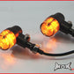 Black Alloy Retro LED Turn Signals / Indicators - Smoked Lense