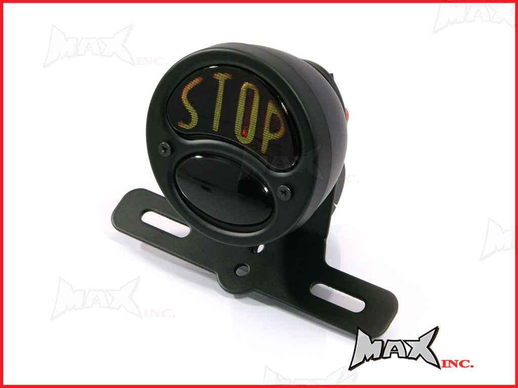 Black Vintage "STOP" Universal Stop / Tail Light - Bulb Type