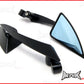 Pair Of Black CNC Machined Billet Aluminium Razor Mirrors - M8 & M10 Thread Kit