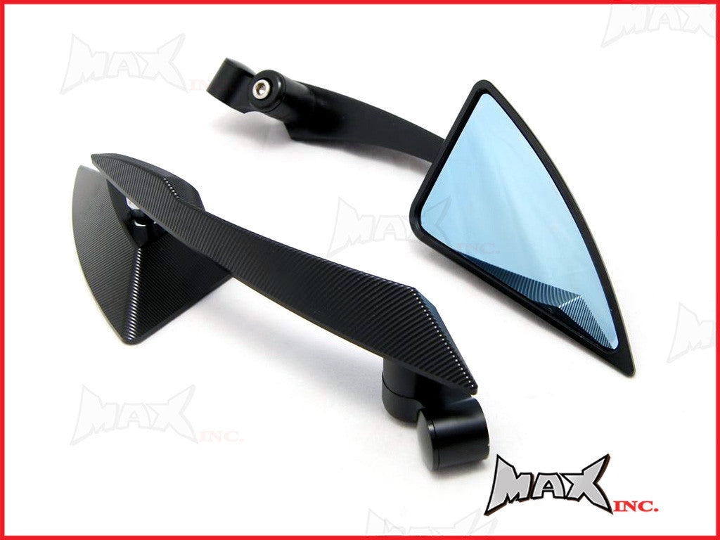 Pair Of Black CNC Machined Billet Aluminium Razor Mirrors - M8 & M10 Thread Kit