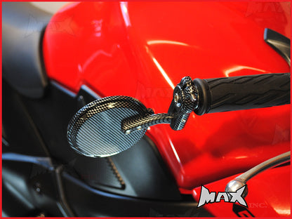 Pair Of Carbon Pattern Round Bar End Mirrors