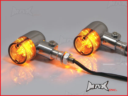 Chrome Aluminium Classic Barrel LED Turn Signals / Indicators - Smoked Lense