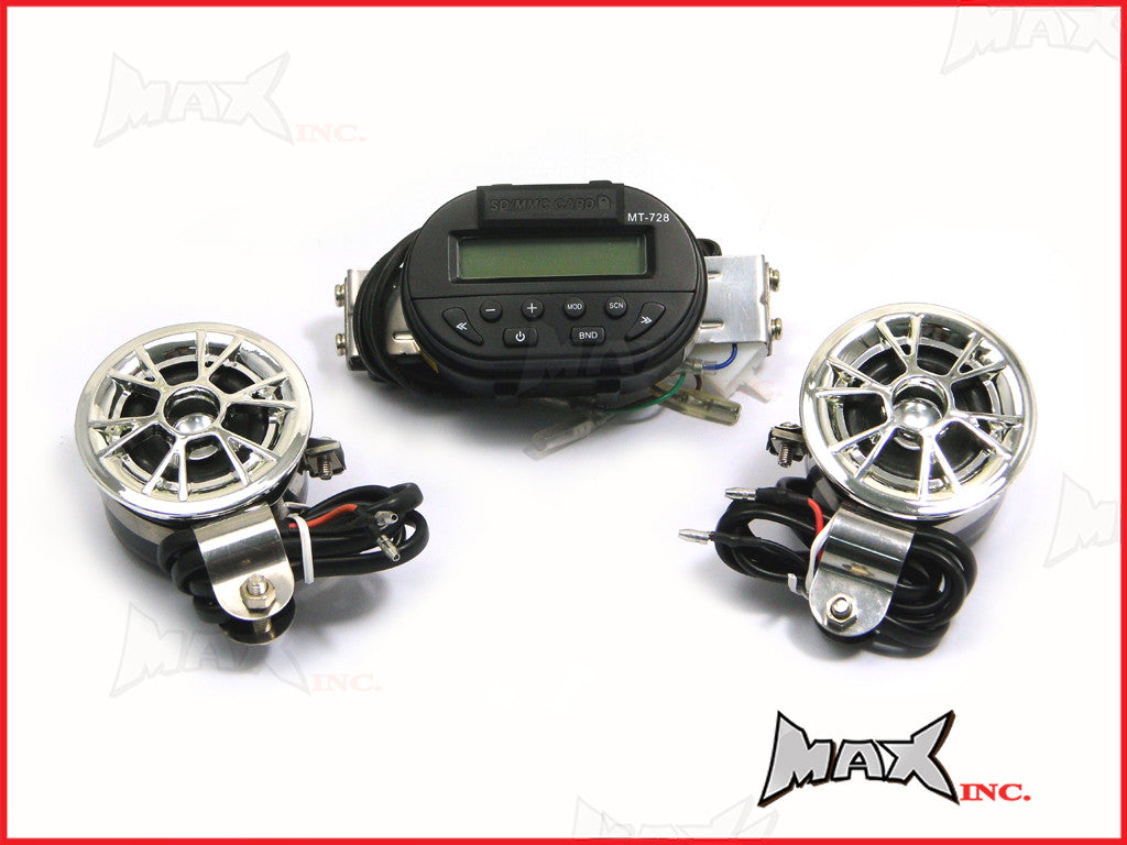 Motorcycle Universal Handlebar Mount MP3 / FM Radio & Speaker Set