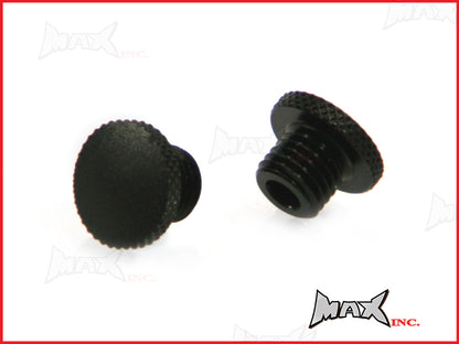 Black CNC Machined Billet Aluminium Threaded Mirror Block Off Plugs - 1 x M10 RH & 1 x M10 LH Thread