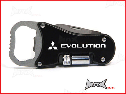 MITSUBISHI EVOLUTION - Lasered Logo Keyring / Pocket Knife / LED Torch / Bottle Opener