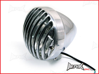 6.5" Polished Prison Bar Headlight - Cast Aluminum 55W Halogen, Universal Bottom Mount
