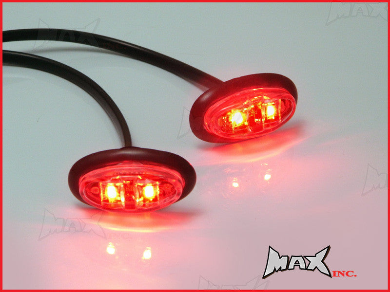 RED 12v Oval Flush Mount LED Mini Marker Lights