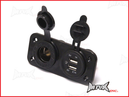 Universal 12v Fairing Mount Socket / Twin USB Power Supply