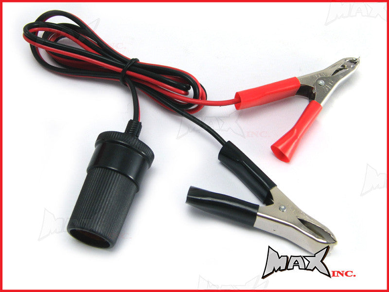 Portable 12v Cigarette Lighter Power Socket with Battery Terminal Clips