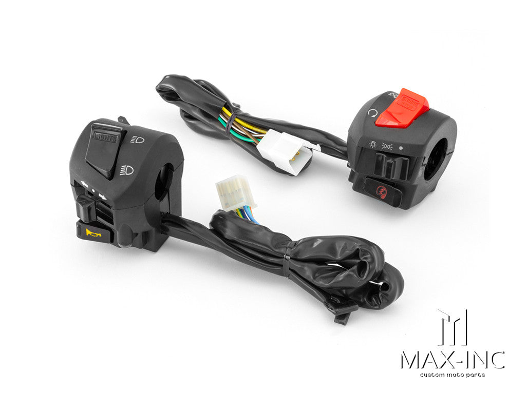 Universal Black ABS Motorcycle Control Switch Set Combo - Fits 22mm Bars