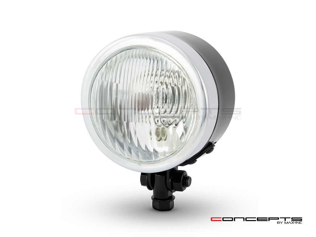 4.5" Black + Chrome Metal Custom Headlight - 12v / 55w