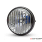 7.7" Matte Black Metal Headlight + Contrast Cut Vent Grill - 12v / H4 / 55w