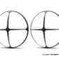 Cross Design 7" Black + Contrast Cut CNC Aluminum Headlight Guard Covers - Pair