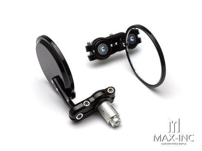 Black Round Alloy Bar End Mirrors - Fits 7/8"(22mm) Bars & Renthal Bars