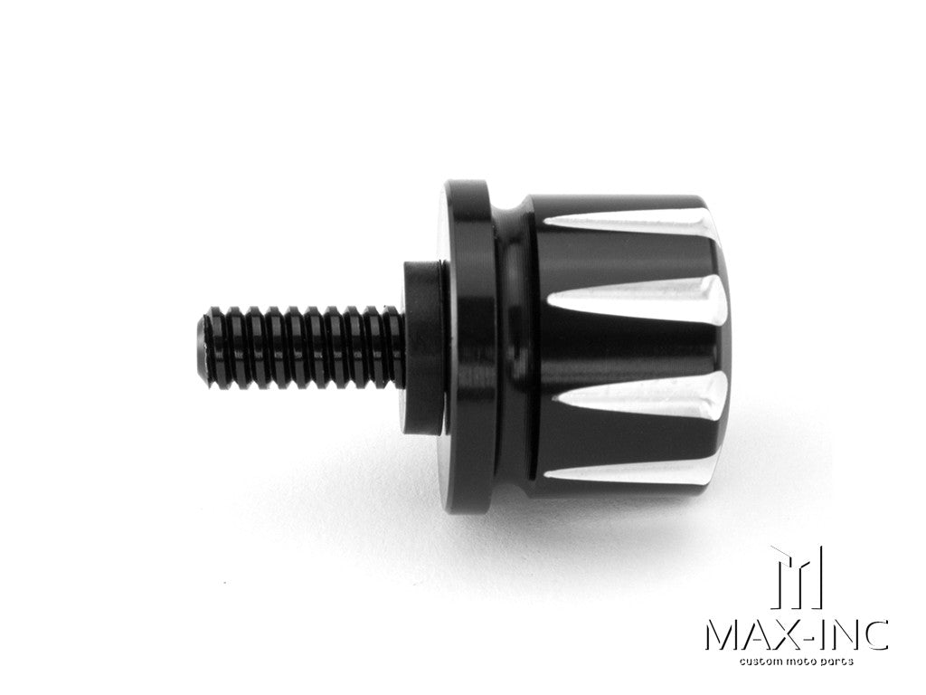 Harley Davidson Black + Contrast Cut CNC Aluminum Seat Bolt - Fits 1996 Onwards