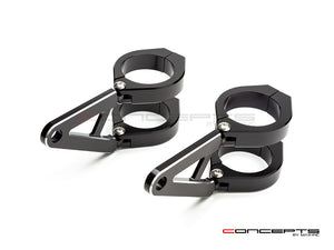 MAX Stubby Compact CNC Headlight Brackets - Low Profile 32-59mm Fork Mounts for Stealth Motorcycle Builds (Black Anodized)