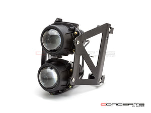 Max Dual Stacked Streetfighter Motorcycle Headlight – DOT-Compliant, Adjustable Fork Clamps (32-59mm), High/Low Beam & Side Light