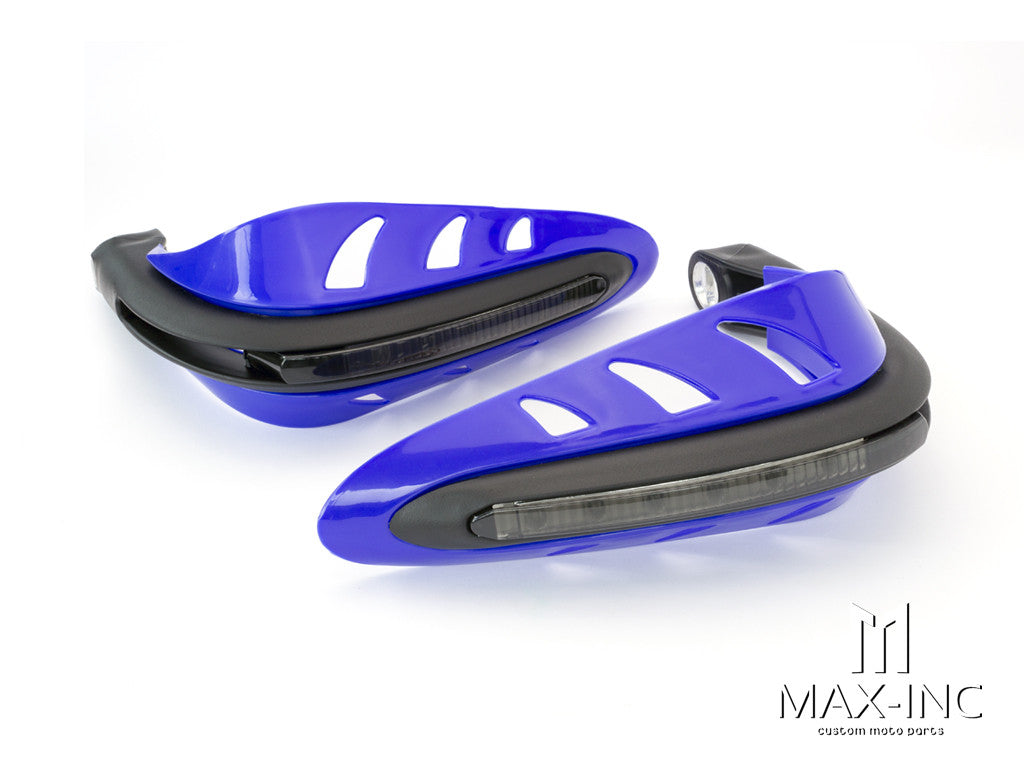 BLUE Universal Hand Guards with Integrated Amber LED Turn Signals