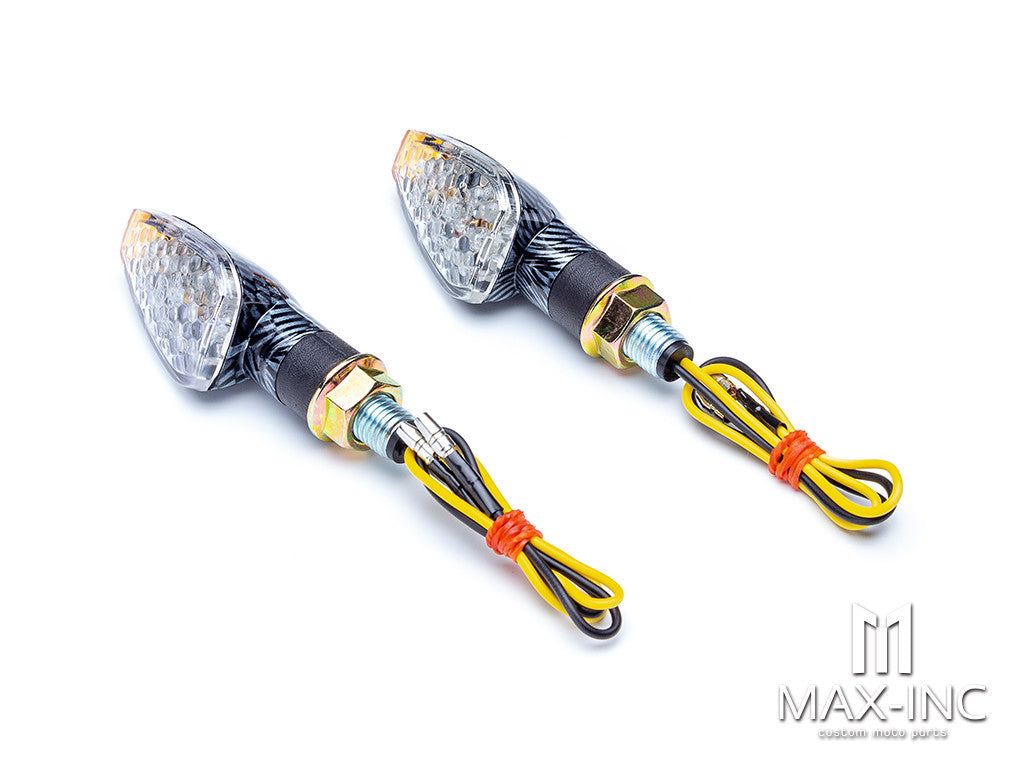 Carbon Pattern Micro LED Turn Signals / Indicators - Small & Bright