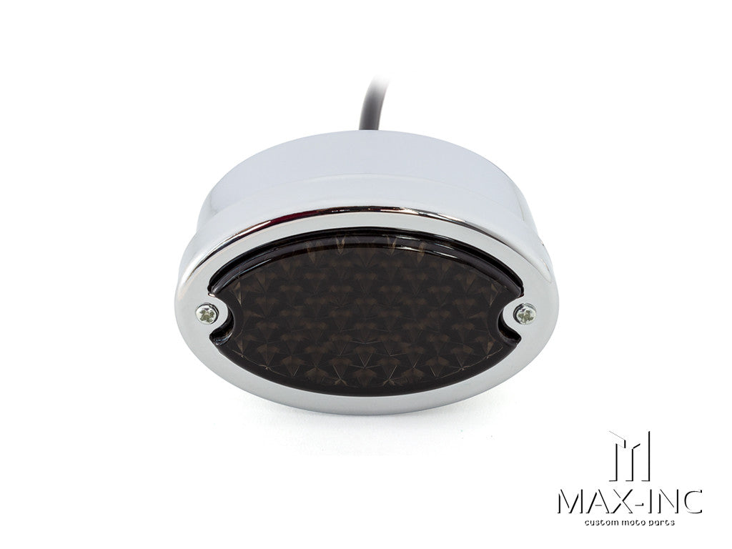 Classic Chrome Metal Oval Smoked Lens LED Stop / Tail Light