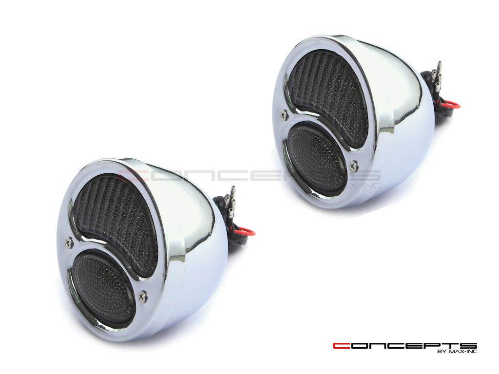 Pair Of Chrome Vintage Style Integrated LED Stop + Tail + Turn Signals - Smoked Lense