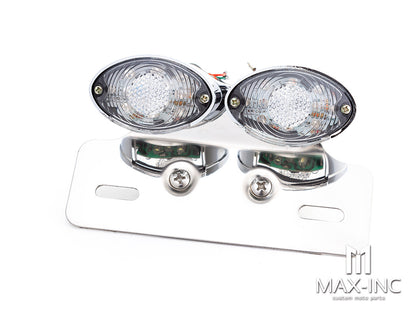 Universal Double Cat Eye Chrome LED Integrated Stop / Tail Light / Turn Signals