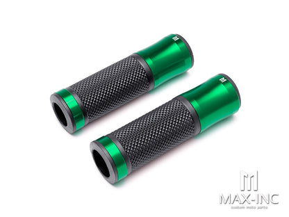 Retro Green Anodized CNC Machined Aluminum / Rubber Hand Grips - 7/8" (22mm)