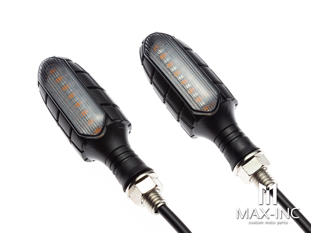 Black Grenade Integrated LED Sequential Turn Signals + Daytime Running Lights