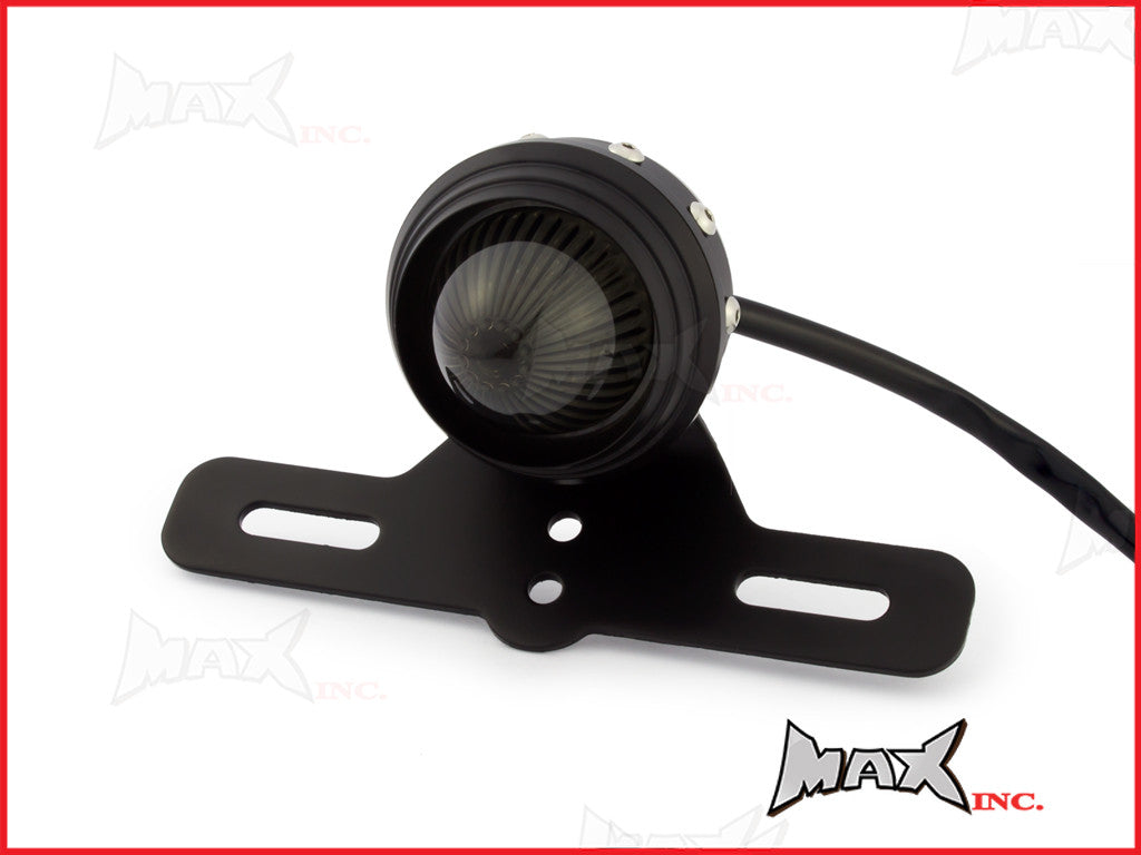 Matte Black Studded Retro Style LED Stop / Tail Light - Smoked Lens