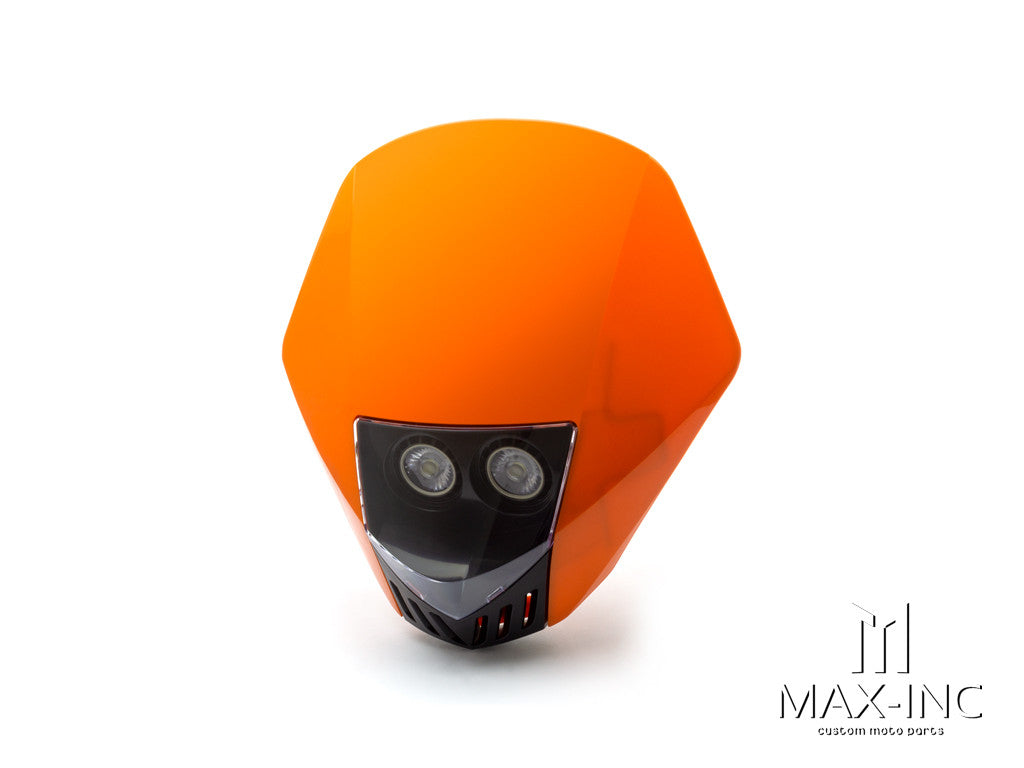 Head Light Mask Orange Stealth Supermoto LED Headlight Mask - 20W Universal