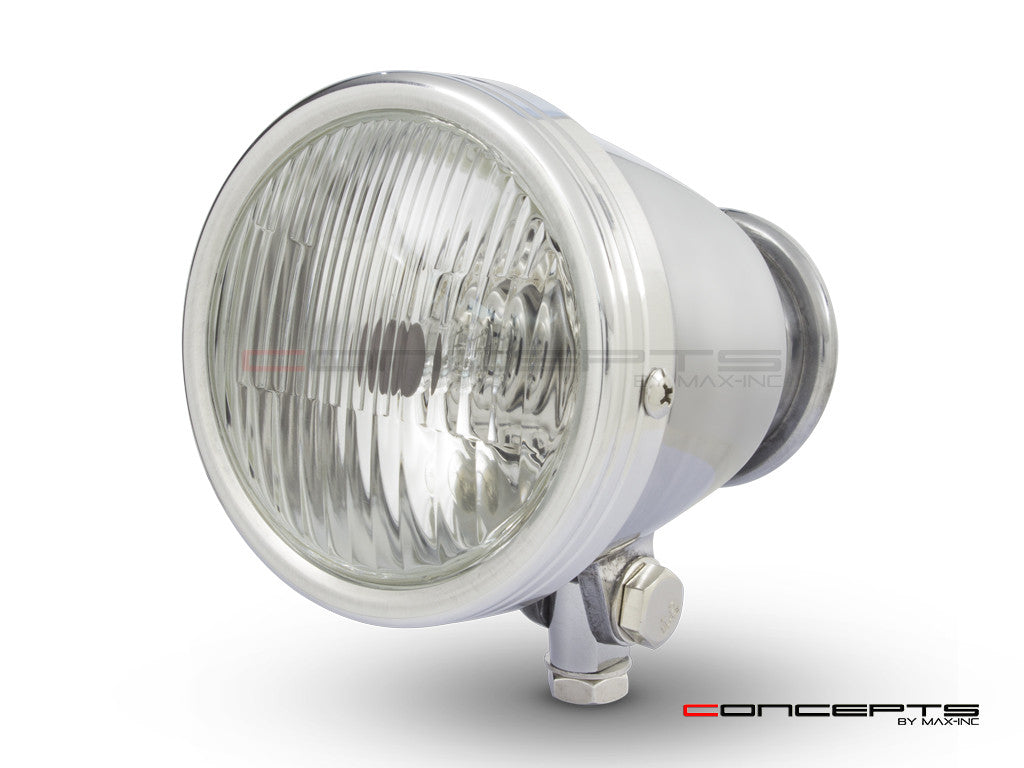 4.5" Polished Alloy Bottom Mount Vintage Style Universal Headlight