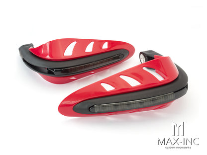 RED Universal Hand Guards with Integrated White LED Daytime Running Lights