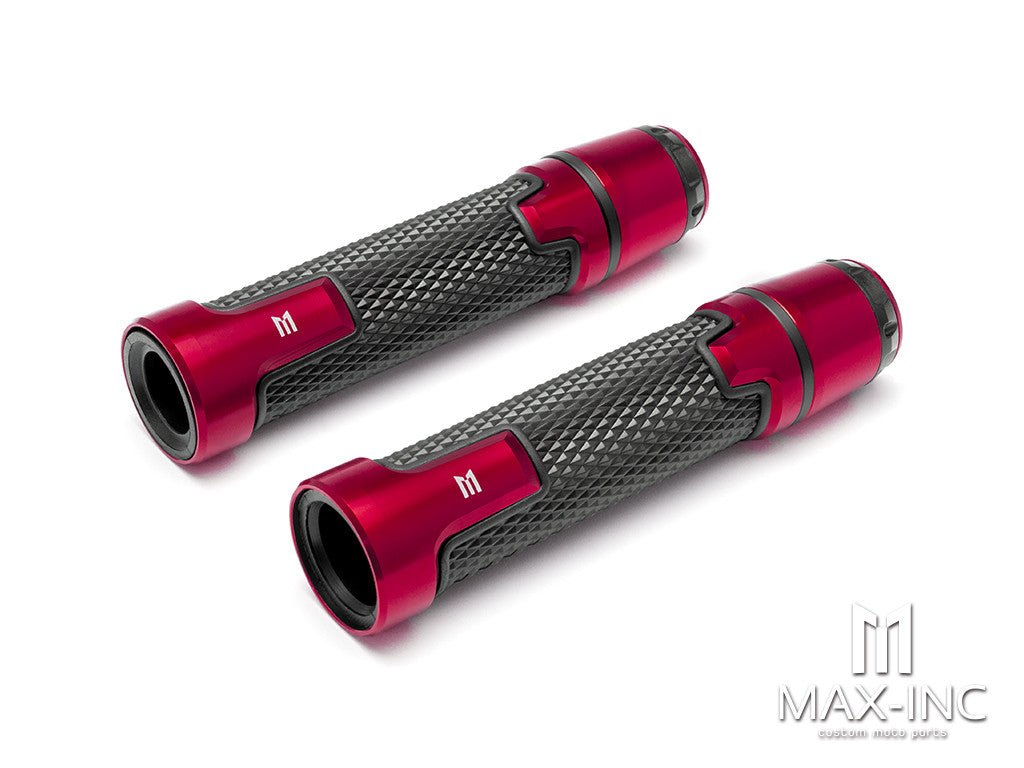 Sportz Red Anodized CNC Machined Aluminum / Rubber Hand Grips + Bar Ends - 7/8" (22mm)
