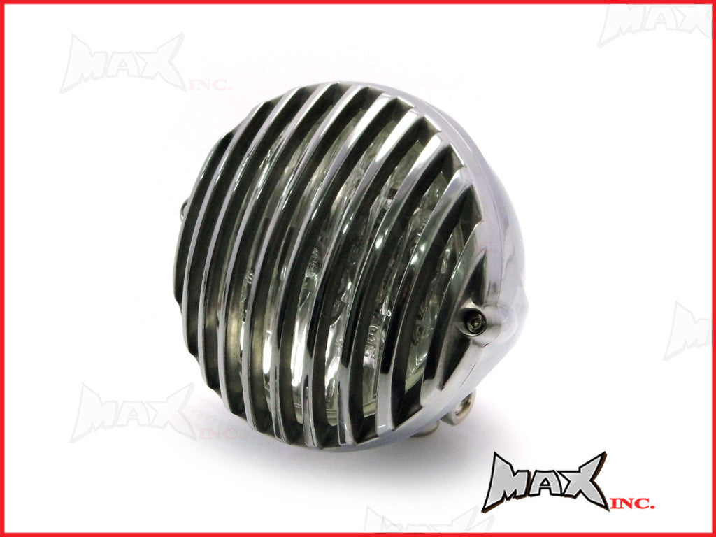 4.5 INCH Polished Alloy Scalloped Vintage Grill Headlight - 12v / 35w