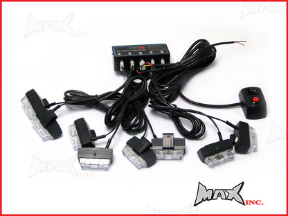 8 Piece Grill Mount LED Emergency Flashing Strobe Light Set - White & Amber