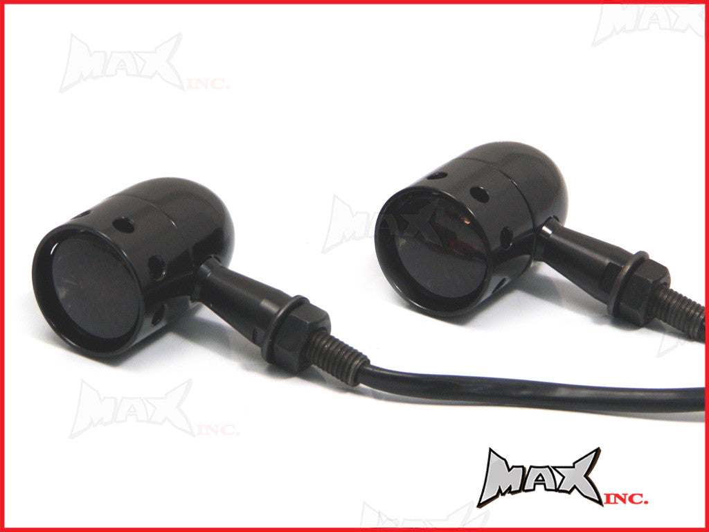 Black Alloy Custom Turn Signals / Indicators - Smoked Lense - Bulb Type